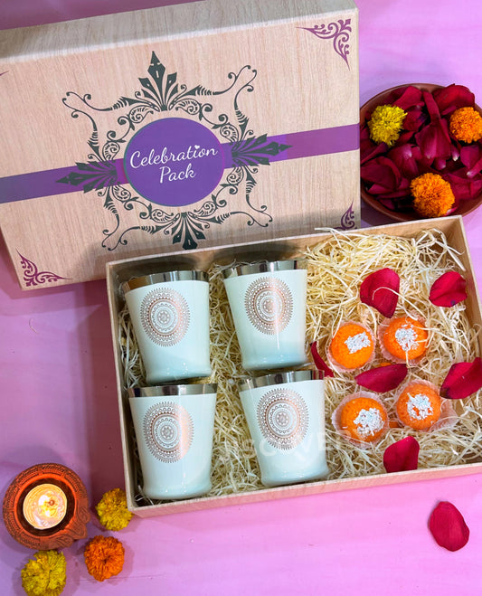 Glass set of 4 Beige Color Bucket Design