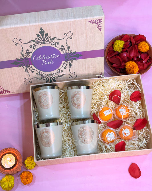 Glass set of 4 Coffee Color Bucket Design