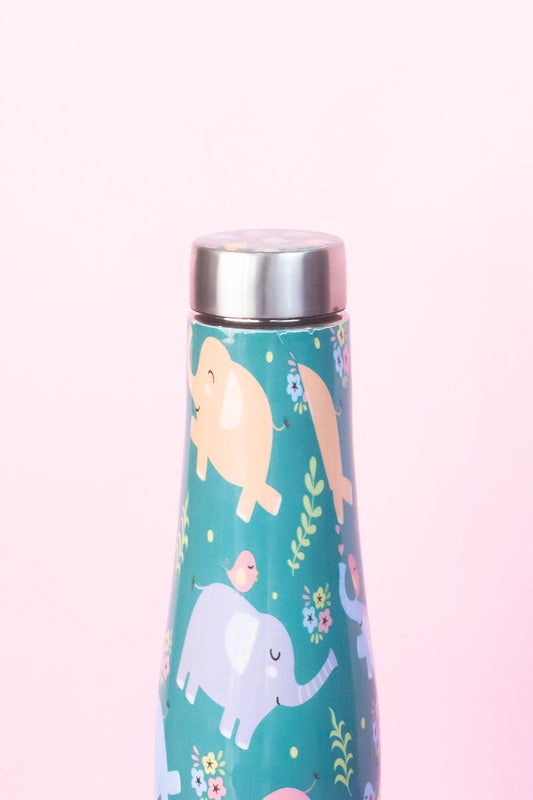 JISCOVERY Premium Stainless Steel Printed Water Bottle| Elephant Design- 1000 ML Bottle for Office, School & Yoga| Leak Proof & Rust Proof