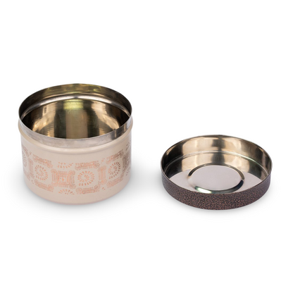JISCOVERY Stainless Steel Snacks Airtight Storage Container | Warli Design | Multipurpose Container Coffee Set of 2
