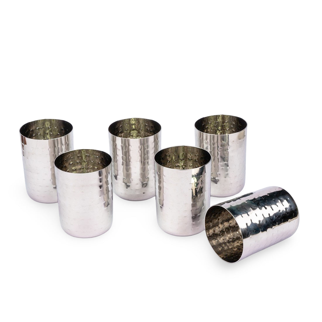 New Steel hammered glass set of 6