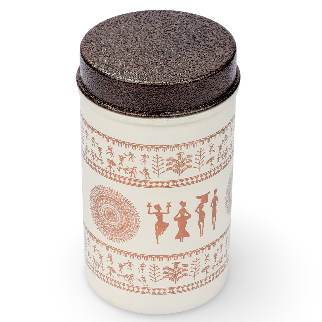 JISCOVERY Printed Steel Containers for Kitchen Storage Set of 2 (Beige Color)