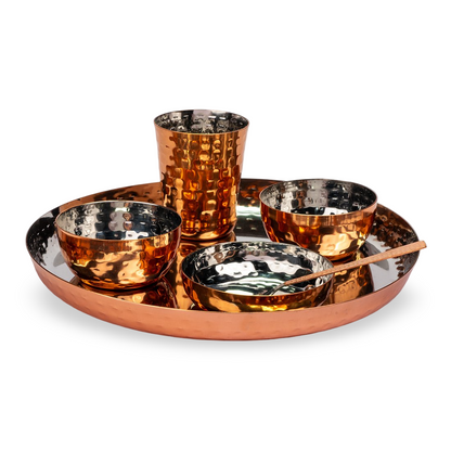 Rose gold Hammered 6 Pcs Thali set