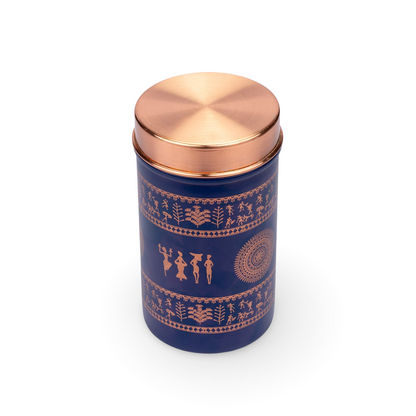 JISCOVERY Printed Steel Containers for Kitchen Storage Set of 2 (Blue Color)