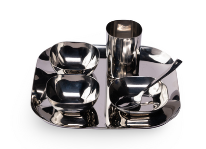 Steel square 6 Pcs Thali set