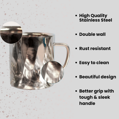 JISCOVERY Stainless Steel Wave Design Set of 4