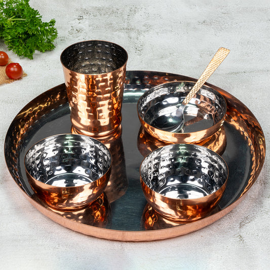 Rose gold Hammered 6 Pcs Thali set