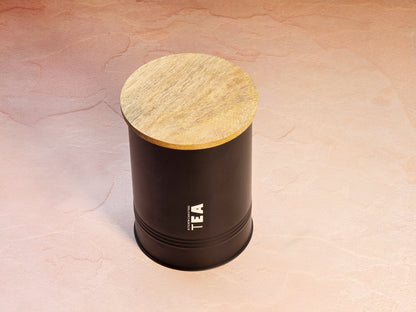 JISCOVERY Stylish Kitchen Storage Jars - Tea, Sugar & Coffee Container Set of 3 Black Canisters