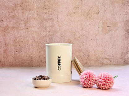 JISCOVERY Airtight Storage Canisters - Tea, Coffee & Sugar Jars Set Of 3 Beige