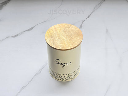 JISCOVERY Airtight Storage Canisters - Tea, Coffee & Sugar Jars Set Of 3 Ivory