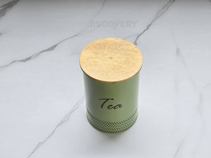 JISCOVERY Stylish Kitchen Storage Jars - Tea, Sugar & Coffee Container Set of 3 Green Canisters