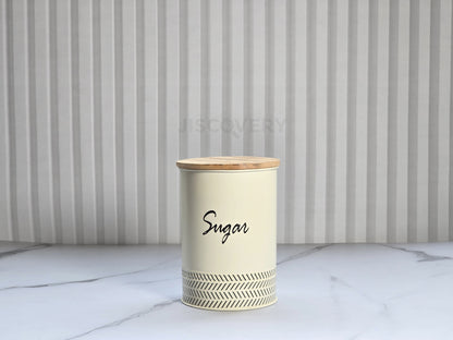 JISCOVERY Airtight Storage Canisters - Tea, Coffee & Sugar Jars Set Of 3 Ivory