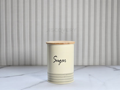 JISCOVERY Airtight Storage Canisters - Tea & Sugar Jars Set of 2 Ivory