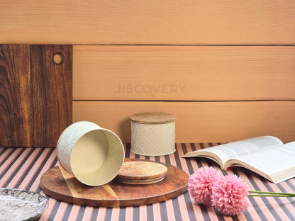 JISCOVERY Premium Airtight Storage Jars For Snacks Set of Ivory Colour
