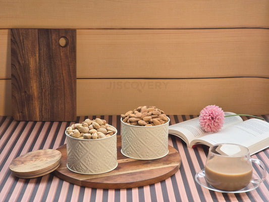 JISCOVERY Premium Airtight Storage Jars For Snacks Set of Ivory Colour