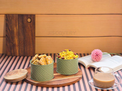 JISCOVERY Pintresty Airtight Storage Jars For Jars Set of 2 Green Colour
