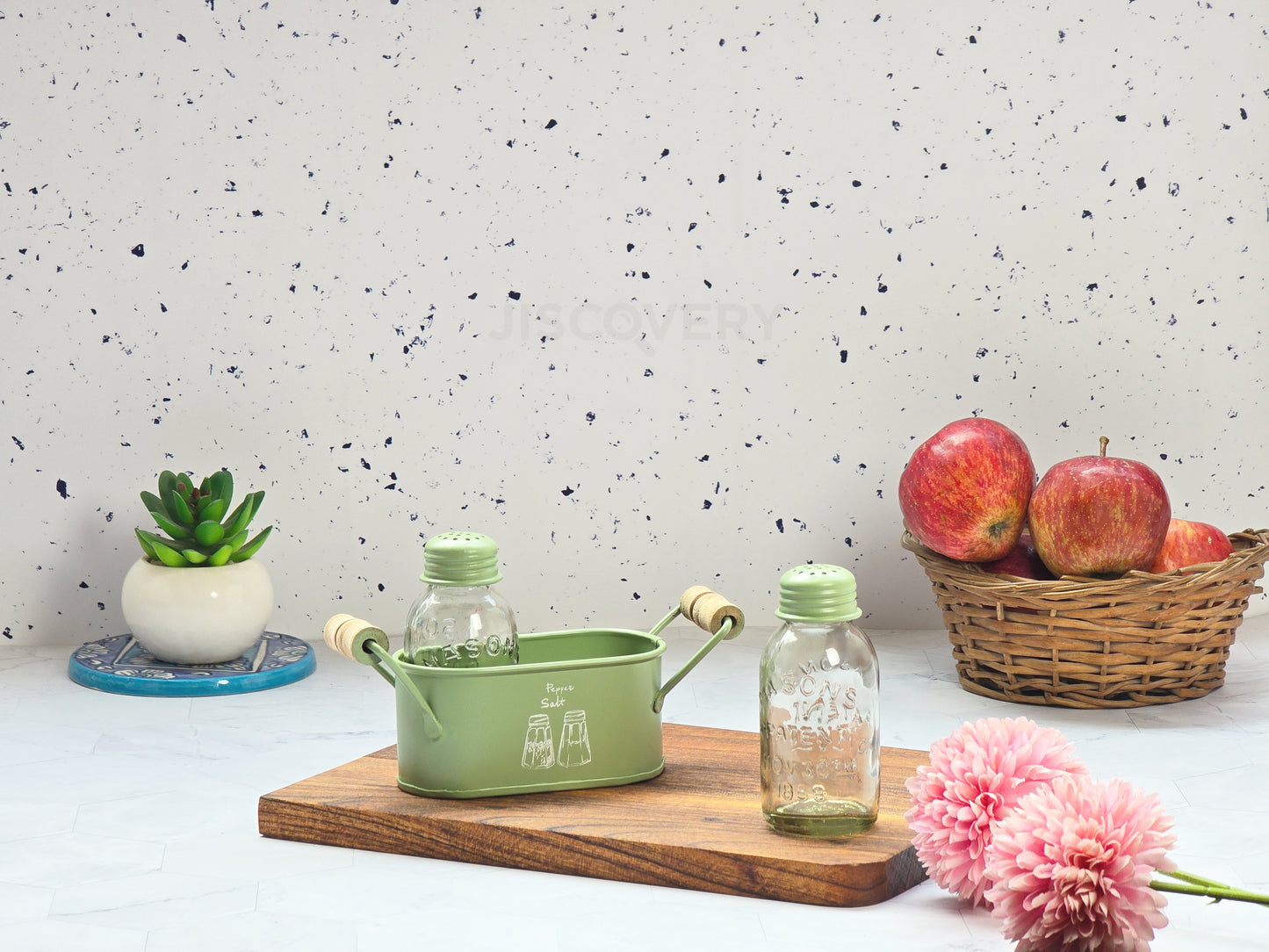 Green Coated Salt & Pepper Caddy