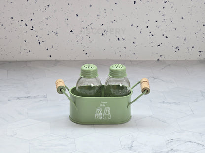 JISCOVERY Salt & Pepper Shaker Set For Dining Table | Salt & Pepper Dispenser Green 100 ML