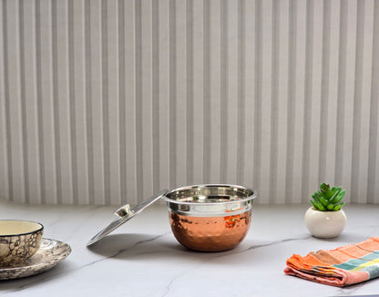 JISCOVERY Stainless Steel Medium Serving Bowl Set of 2 with Lid | Dinner Table Serving Bowls