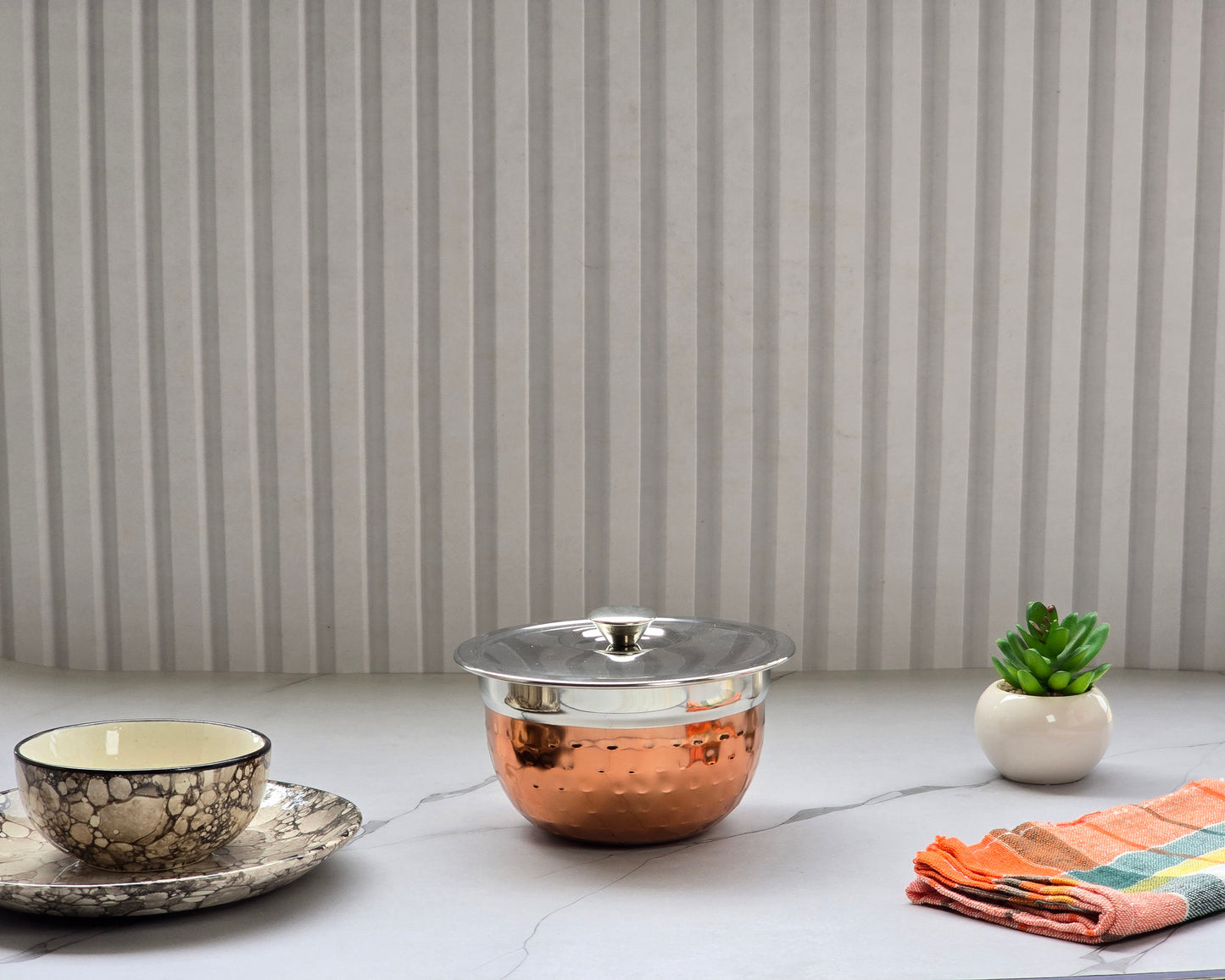 JISCOVERY Stainless Steel Medium Serving Bowl Set of 2 with Lid | Dinner Table Serving Bowls