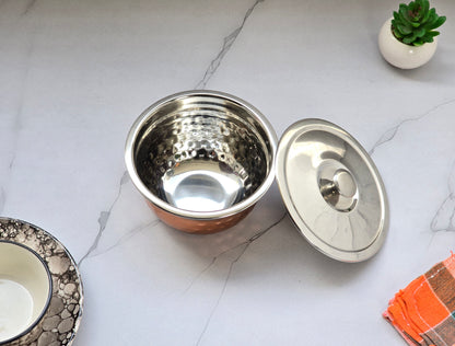 JISCOVERY Stainless Steel Medium Serving Bowl Set of 2 with Lid | Dinner Table Serving Bowls