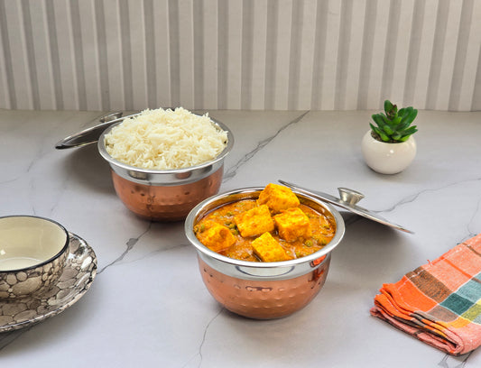 JISCOVERY Stainless Steel Medium Serving Bowl Set of 2 with Lid | Dinner Table Serving Bowls