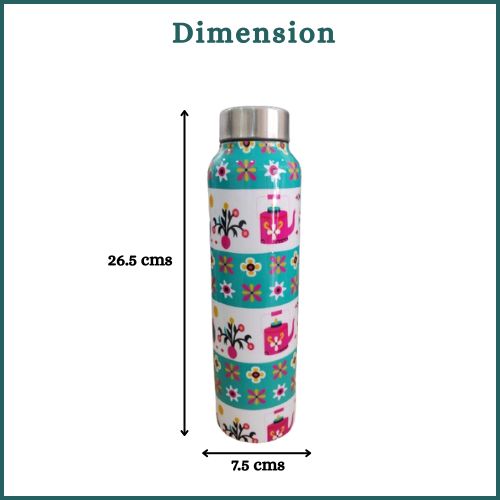 JISCOVERY Premium Stainless Steel Water Bottle| Light Green Design- 1000 ML Bottle for Office, School & Home| Leak Proof & Rust Proof