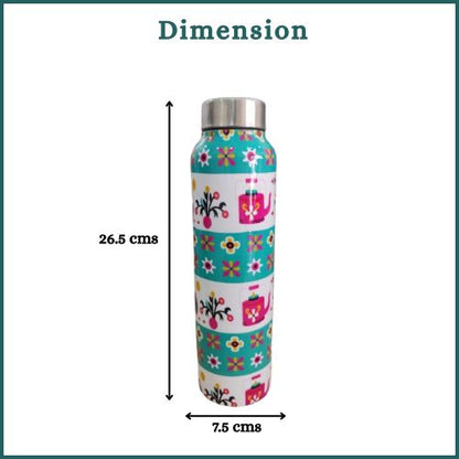 JISCOVERY Premium Stainless Steel Water Bottle| Light Green Design- 1000 ML Bottle for Office, School & Home| Leak Proof & Rust Proof