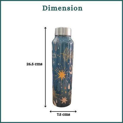JISCOVERY Premium Stainless Steel Water Bottle| Moon Design- 1000 ML Bottle for Office, School & Home| Leak Proof & Rust Proof