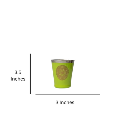 JISCOVERY Stainless Steel Printed Glasses Set of 6 Bucket shape Green Color