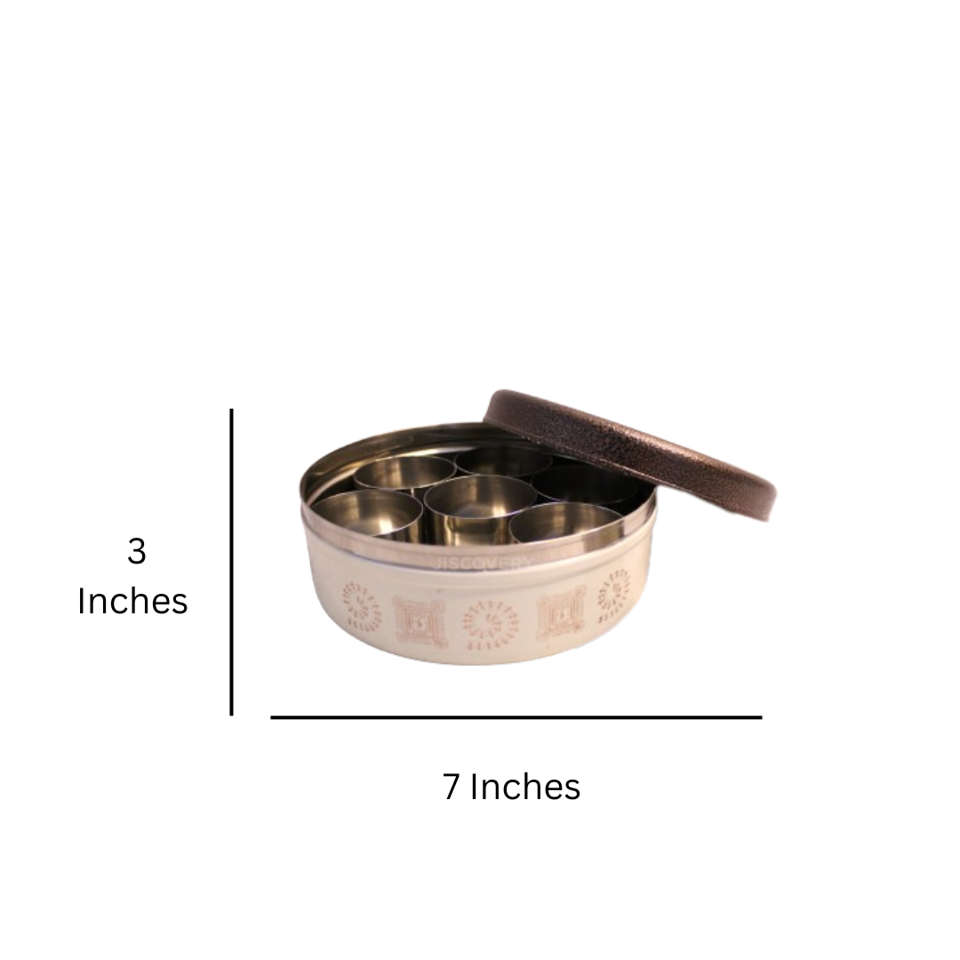 Jiscovery Stainless Steel Masala Dabba Daani for Kitchen Beige color