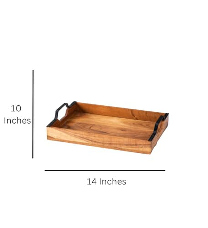 Jiscovery Serving Tray and Tissue Holder Combo || Brown || 8x7x2.5 and 12x9x1.5 CM