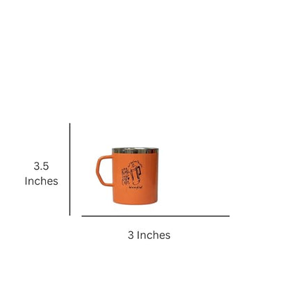 JISCOVERY Stainless Steel Coffee & Tea Mug with Printed Design Set of 2