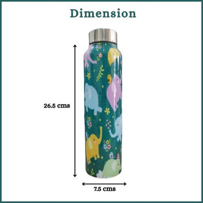 JISCOVERY Premium Stainless Steel Water Bottle| Elephant Design- 1000 ML Bottle for Office, School & Home| Leak Proof & Rust Proof