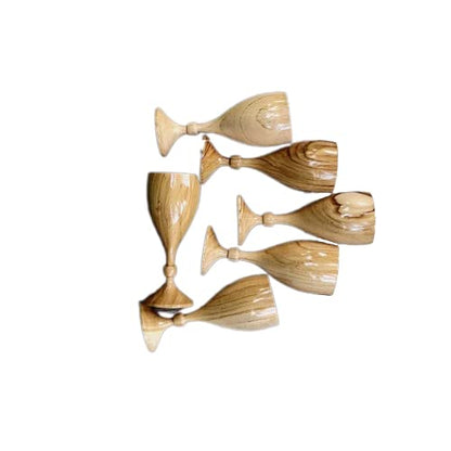 JISCOVERY Wooden || Royal Look Premium Wine Glass || Teak Wood- Set of 3