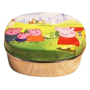 JISCOVERY Stainless Steel Airtight Square Lunch Box/Tiffin Box for Kids (Peppa Pig Design)