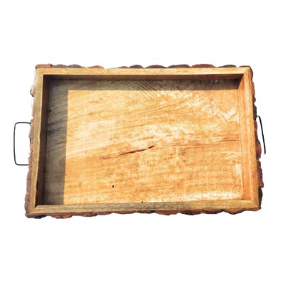 Jiscovery Handmade Wooden Serving Tray with Handles