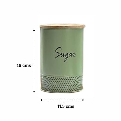 JISCOVERY Airtight Storage Canisters - Tea, Coffee & Sugar Jars Set Of 3 - Green Color