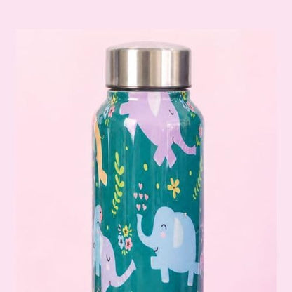 JISCOVERY Premium Stainless Steel Water Bottle| Elephant Design- 1000 ML Bottle for Office, School & Home| Leak Proof & Rust Proof