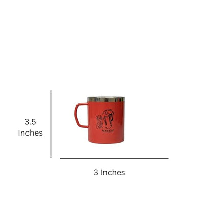 JISCOVERY Stainless Steel Coffee & Tea Mug with Printed Design Set of 2