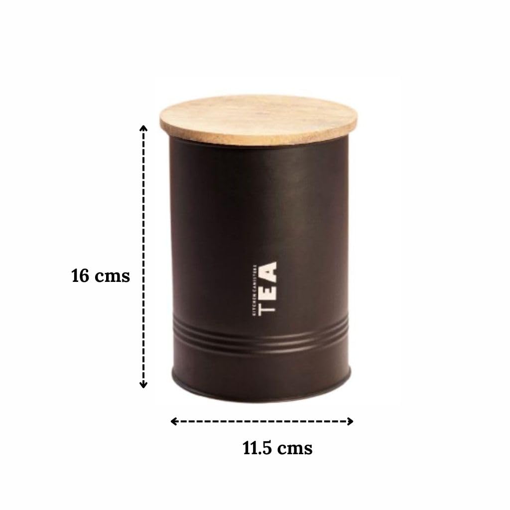 JISCOVERY Airtight Storage Canisters - Tea & Sugar Jars Set Of 2 - Black Color