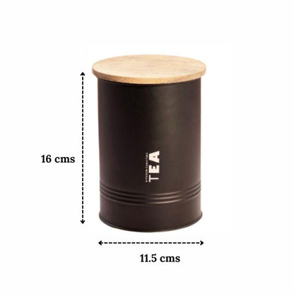JISCOVERY Airtight Storage Canisters - Tea & Sugar Jars Set Of 2 - Black Color