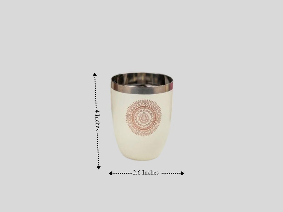 Diwali Gifting Box Stainless Steel Glasses Set Of 4 With Box Beige Color