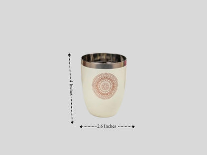 Diwali Gifting Box Stainless Steel Glasses Set Of 4 With Box Beige Color
