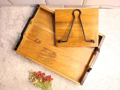 Jiscovery Serving Tray and Tissue Holder Combo || Brown || 8x7x2.5 and 12x9x1.5 CM