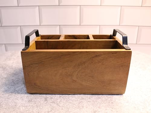 Jiscovery Cutlery Stand And Serving Tray Combo || Brown || 10X5.5x5 And 2x9x1.5 CM