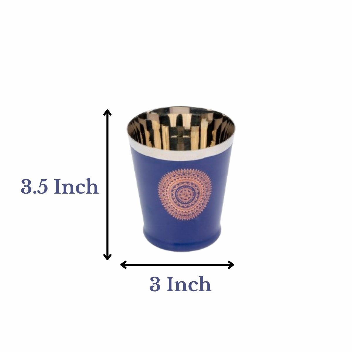 JISCOVERY Stainless Steel Printed Glasses Set of 6 Bucket shape Blue color