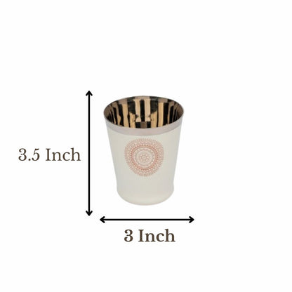JISCOVERY Stainless Steel Printed Glasses Set of 6 Bucket shape Beige color