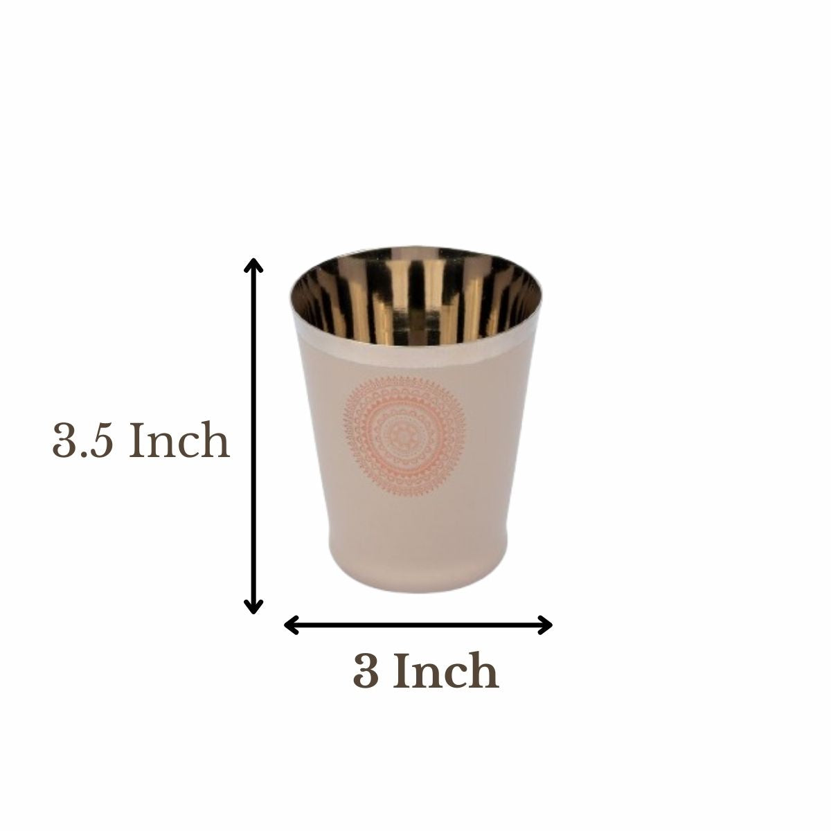JISCOVERY Stainless Steel Printed Glasses Set of 6 Bucket shape Coffee brown color