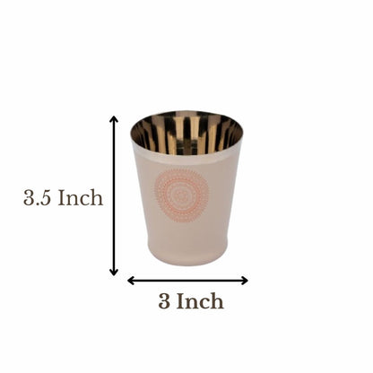 JISCOVERY Stainless Steel Printed Glasses Set of 6 Bucket shape Coffee brown color